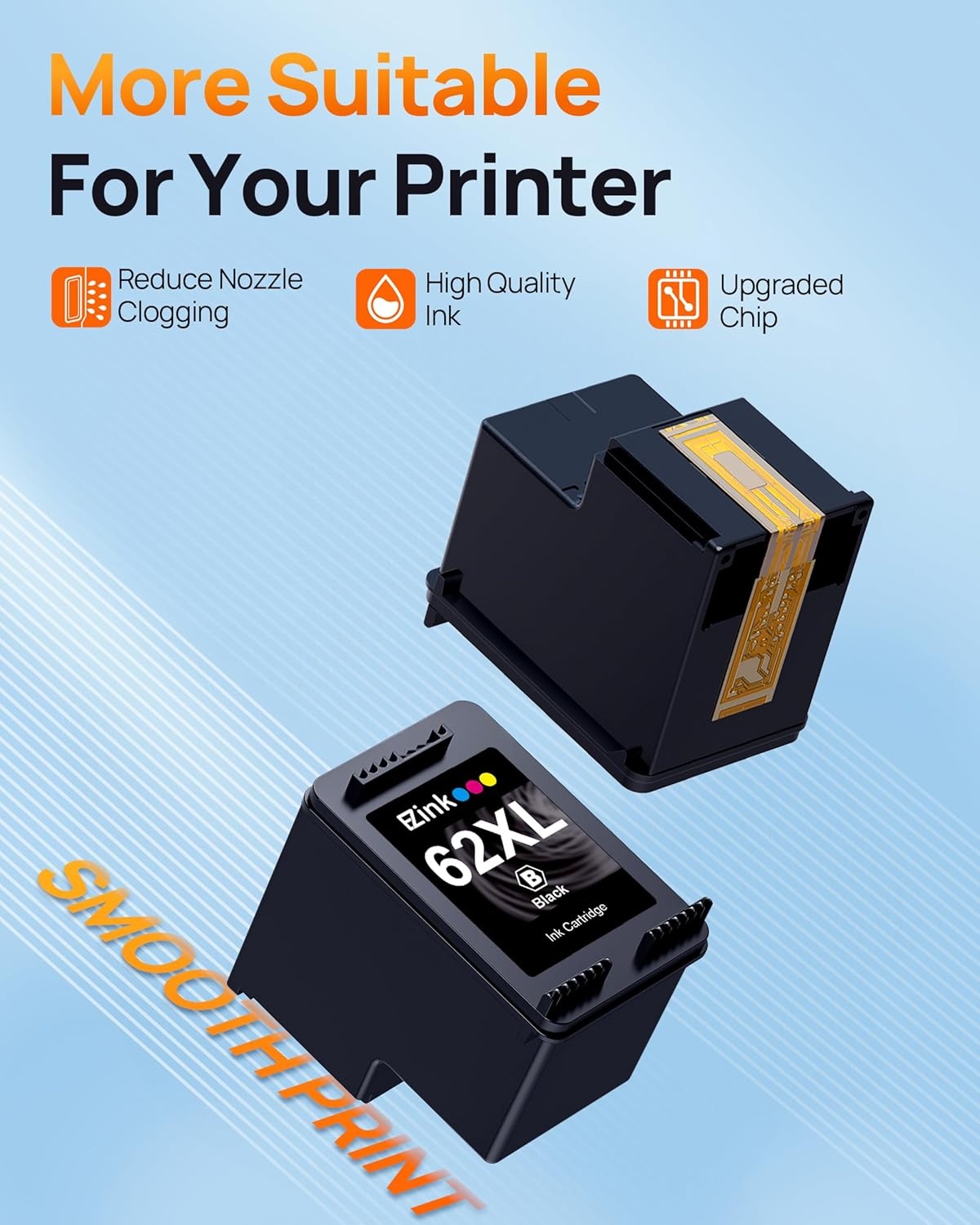 image:image62XL High Yield Remanufactured Ink Cartridges for HP 62 Black Ink Cartridge for HP Ink 62 62XL use with HP Envy 5540 5640 5660 7644 OfficeJet 5740 5741 8040 OfficeJet 200 250 Series 2 Pack Black