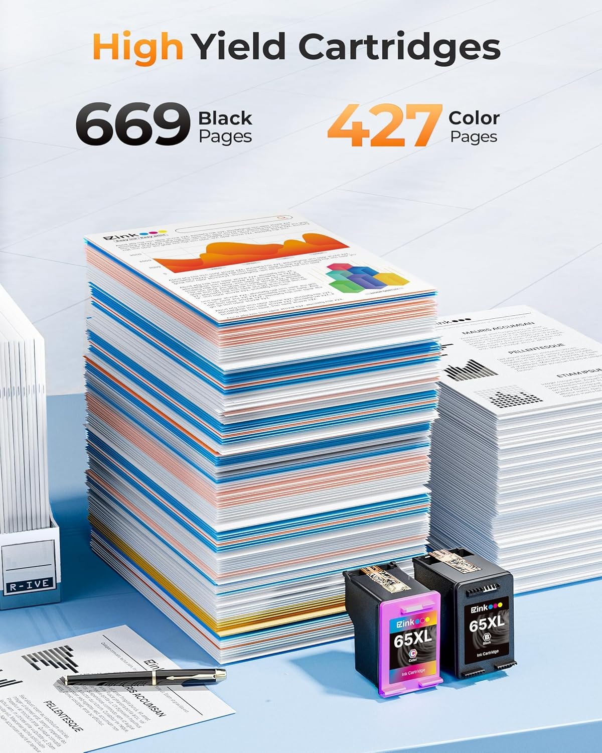 image:image65XL 65 ink cartridges blackcolor combo pack Replacement for HP ink 65 65xl black and color ink cartridge work for HP Envy 5055 5000 5070 5052 5014 DeskJet 3755 3772 3700 3752 3722 2600 2622 2 Pack