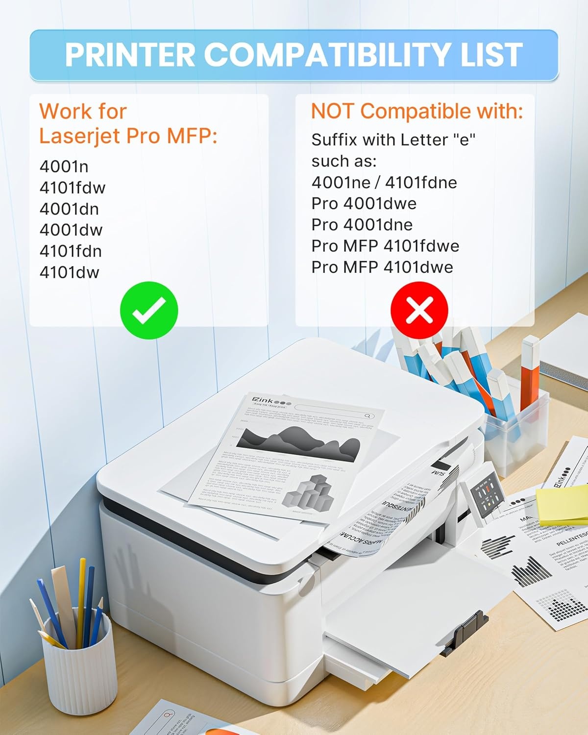 image:imageEZ Ink 148A Toner Cartridge 4001n 4101fdw with Chip Replacement for HP 148A Toner Cartridge W1480A 148X W1480X to Use with HP LaserJet Pro 4001n 4101fdw 4001dn 4001dw 4101fdn 4101dw Printer2Pack