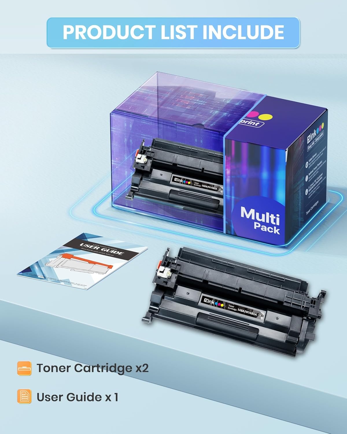 image:imageEZ Ink 148A Toner Cartridge 4001n 4101fdw with Chip Replacement for HP 148A Toner Cartridge W1480A 148X W1480X to Use with HP LaserJet Pro 4001n 4101fdw 4001dn 4001dw 4101fdn 4101dw Printer2Pack
