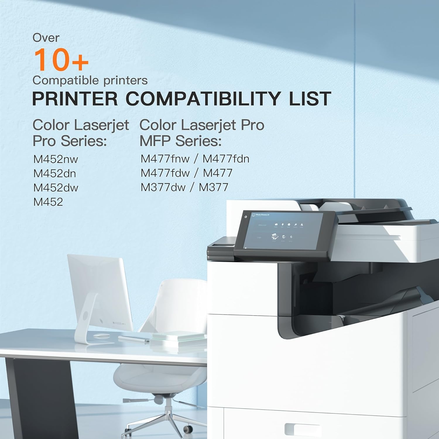 image:imageEZ Ink 410X Toner Cartridges Compatible for HP 410X 410A CF410X CF411X CF412X CF413X to Use with HP Color Laserjet Pro MFP M477fdw M477fdn M477fnw Pro M452dn M452nw M452dw with Chip BCYM