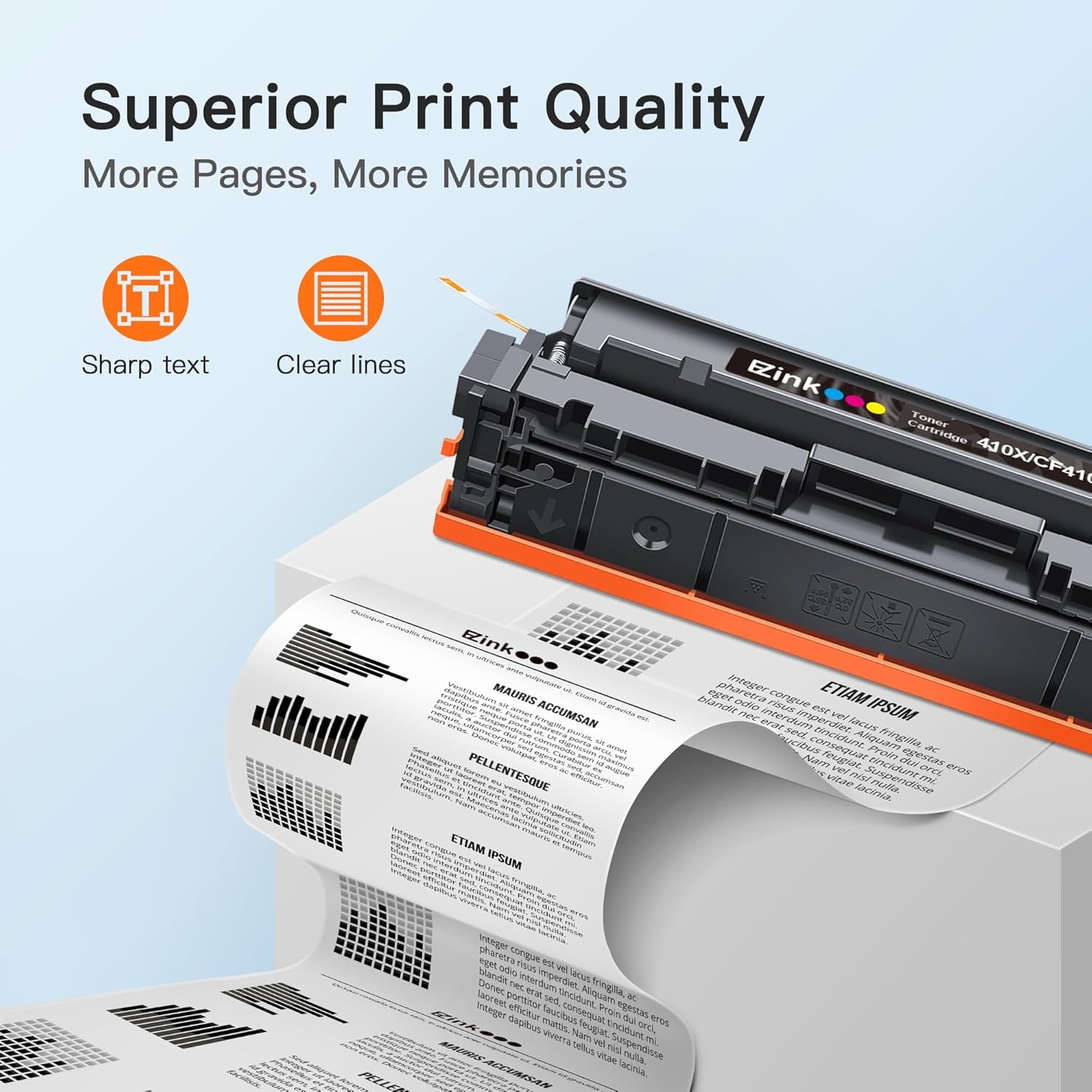 image:imageEZ Ink 410X Toner Cartridges Compatible for HP 410X 410A CF410X CF411X CF412X CF413X to Use with HP Color Laserjet Pro MFP M477fdw M477fdn M477fnw Pro M452dn M452nw M452dw with Chip BCYM