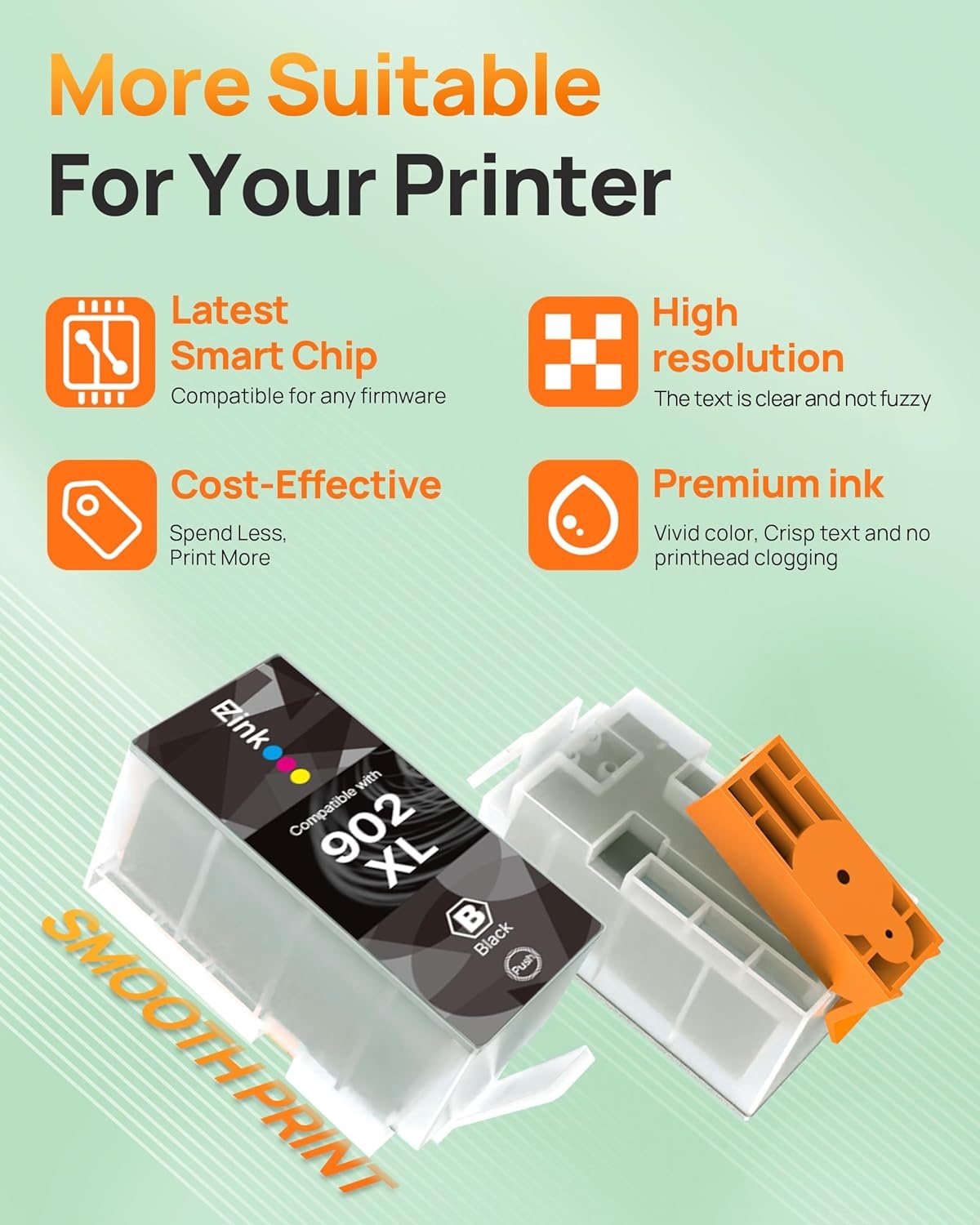 image:imageEZ Ink Compatible 902 902XL Ink Cartridges for HP Printers Replacement for HP 902XL Ink Cartridges Combo Pack 4 Pack for Officejet Pro 6978 6968 6960 6970 Officejet 6951 6954 6956 6958 Printer