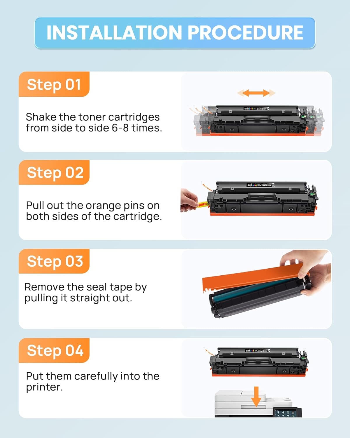 image:imageEZ Ink Compatible HP 218A Toner Cartridges 4 Pack with Chip for HP 218A Toner HP 218 218X for HP Color LaserJet pro MFP 3301fdw Toner 3301cdw 3201dw 3301sdw Printer Ink Set W2180A W2180X BCMY