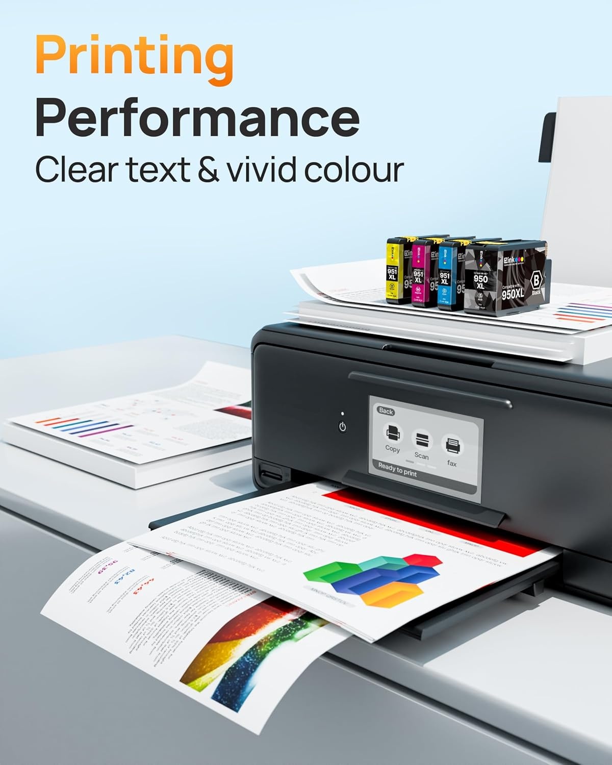 image:imageEZ Ink Compatible Ink Cartridge Replacement for HP 950XL 951XL 950 XL 951 XL for OfficeJet Pro 8610 8600 8615 8620 8625 8100 276dw 251dw 3 Black 2 Cyan 2 Magenta 2 Yellow9 Combo Pack