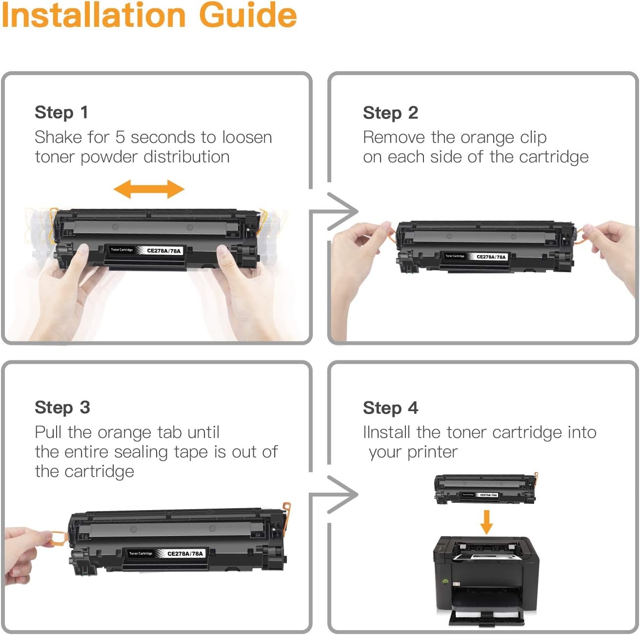 image:imageEZ Ink Compatible Toner Cartridge Replacement for HP 78A CE278A to use with Pro P1606dn M1536dnf P1566 P1560 P1606 M1536 Printer Black4 Pack