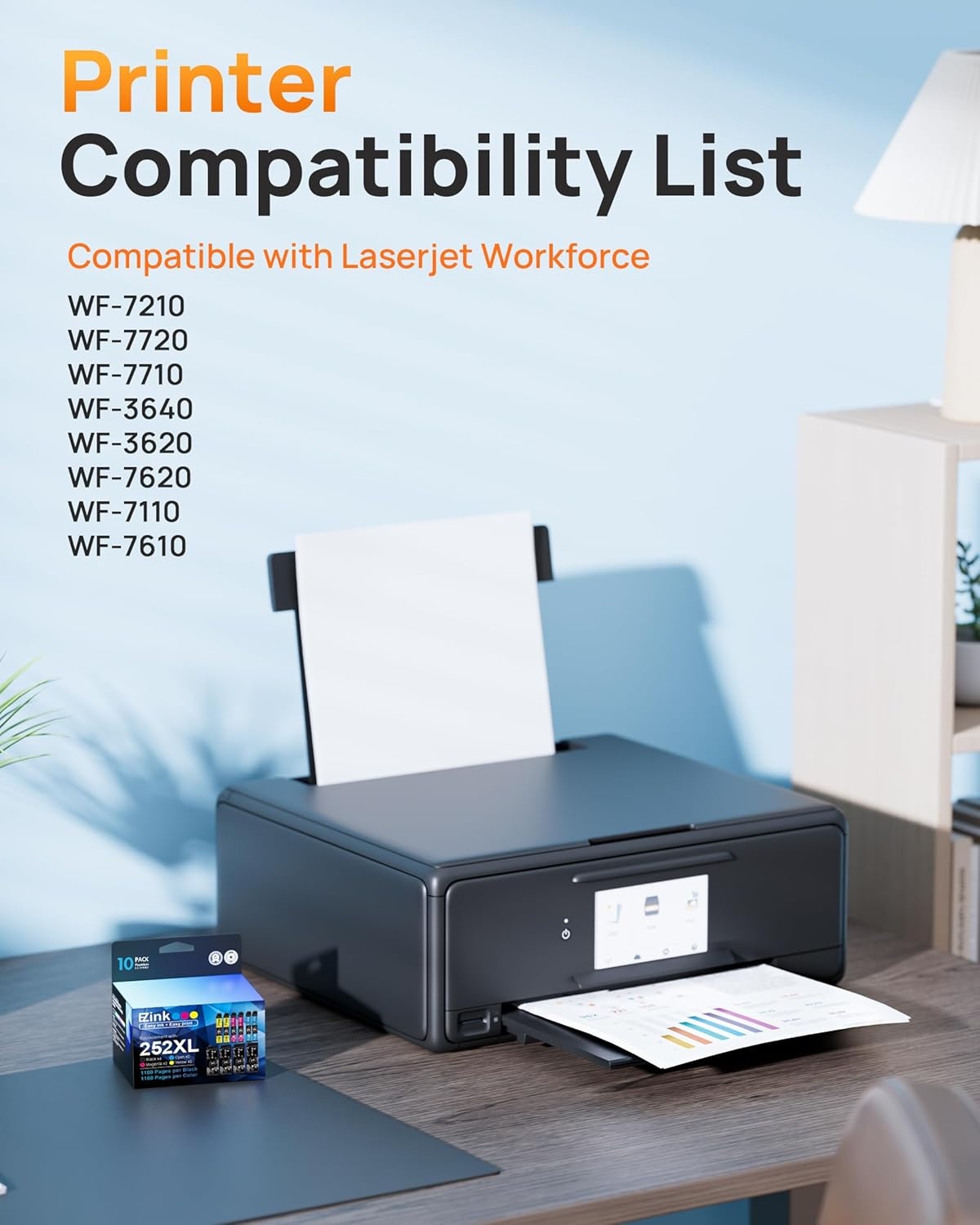 image:imageEZ Ink Remanufactured Ink Cartridge Replacement for 252XL 252 XL Combo Pack for Epson Printer Workforce WF3620 WF3640 WF7110 WF7610 WF7620 WF7210 2 Cyan 2 Magenta 2 Yellow 6 Pack
