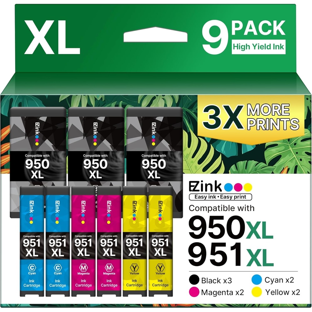 image:imageEZ Ink Compatible Ink Cartridge Replacement for HP 950XL 951XL 950 XL 951 XL for OfficeJet Pro 8610 8600 8615 8620 8625 8100 276dw 251dw 3 Black 2 Cyan 2 Magenta 2 Yellow9 Combo Pack