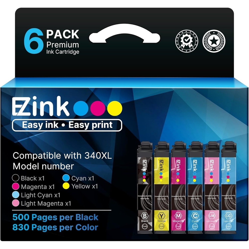 image:imageEZ Ink Remanufactured 340XL Combo Pack Ink Cartridge Replacement to use with XP8800 Printer 1 Black1 Cyan1 Magenta1 Yellow1 Light Cyan1 Light Magenta 6 Pack
