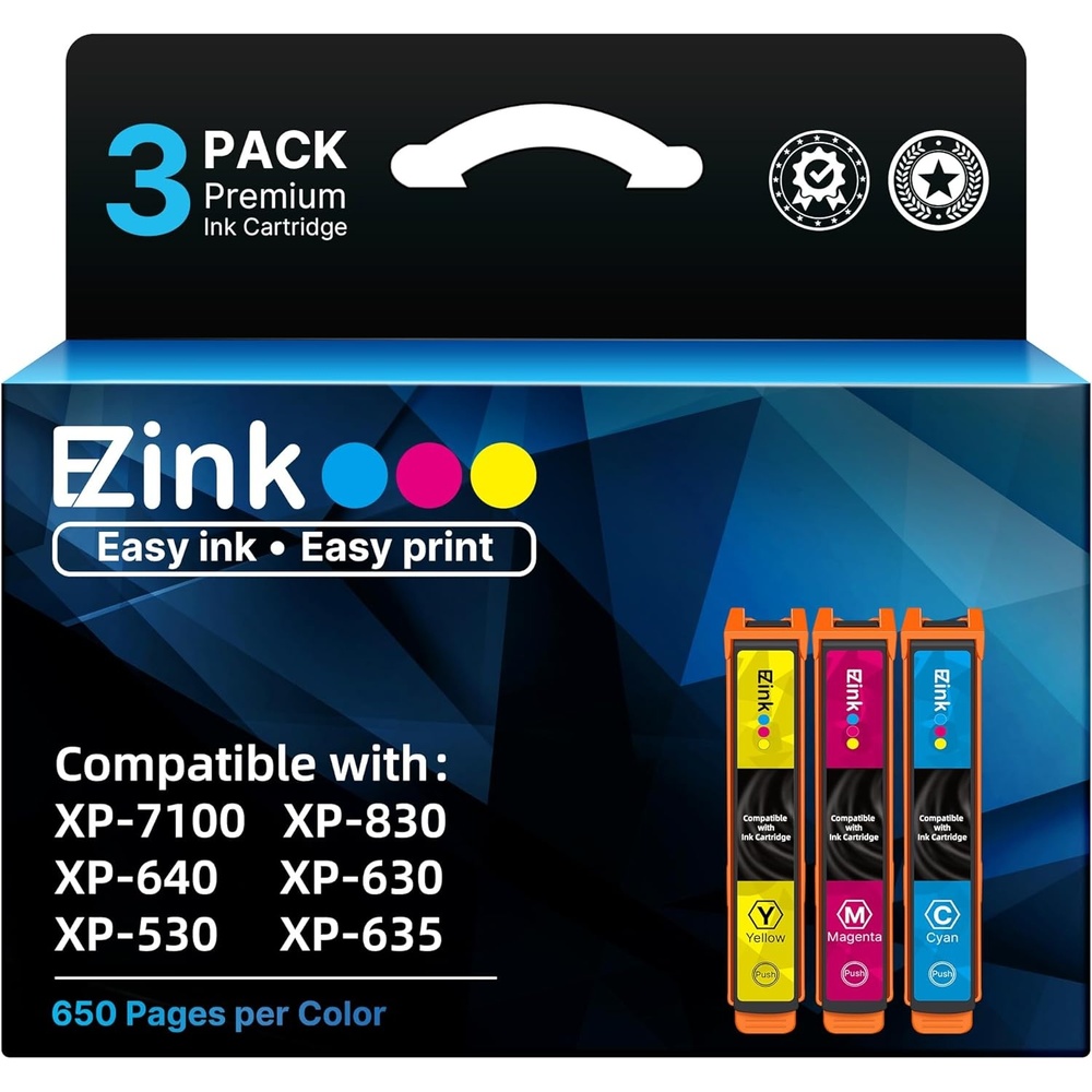 image:imageEZ Ink Remanufactured Ink Cartridge Replacement for 410XL Ink Cartridges Combo Pack for Epson Printer Expression XP830 XP7100 XP640 XP630 XP530 XP635 3 Pack Cyan Magenta Yellow