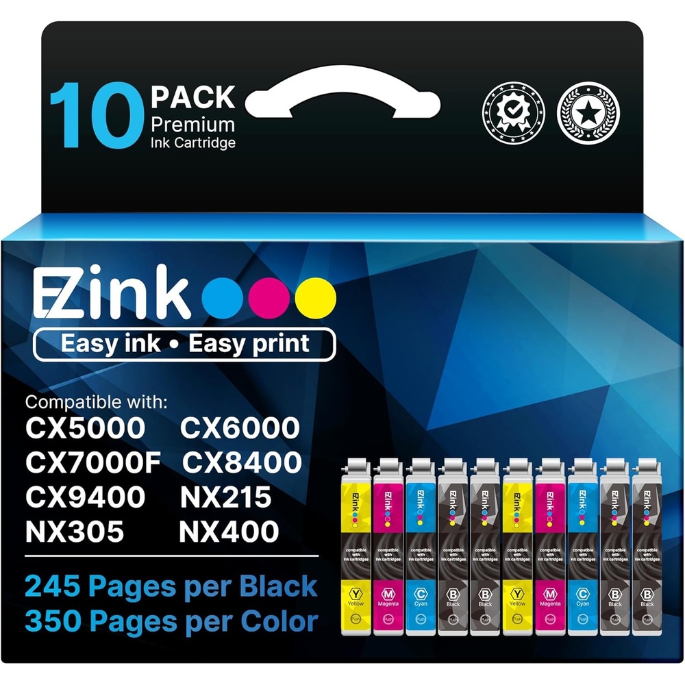 image:imageEZ Ink Remanufactured Ink Cartridge Replacement for 69XL Ink Cartridges for Epson Stylus CX5000 CX6000 CX7000F CX8400 CX9400 NX215 NX305 NX400 NX415 NX510 NX515 Workforce 1100 30 310 615 10 Pack