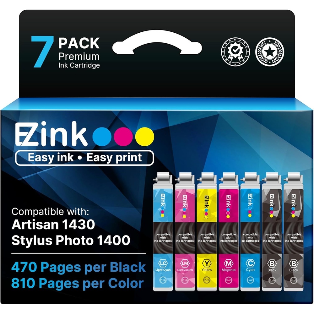 image:imageEZ Ink Remanufactured Ink Cartridge Replacement for 79XL for Epson Artisan 1430 and Stylus Photo 1400 Printer 2 Black 1 Cyan 1 Magenta 1 Yellow 1 Light Cyan 1 Light Magenta 7 Pack