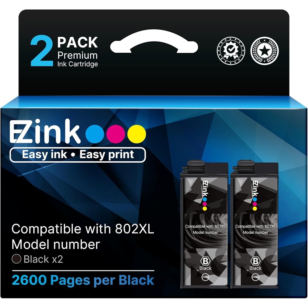 image:imageEZ Ink Remanufactured Ink Cartridge Replacement for 802XL Ink Cartridges Combo Pack for Epson Printer Workforce Pro WF4740 WF4730 WF4720 WF4734 EC4020 EC4030 2 Black
