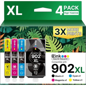 image:imageEZ Ink Compatible 902 902XL Ink Cartridges for HP Printers Replacement for HP 902XL Ink Cartridges Combo Pack 4 Pack for Officejet Pro 6978 6968 6960 6970 Officejet 6951 6954 6956 6958 Printer