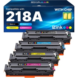 image:imageEZ Ink Compatible HP 218A Toner Cartridges 4 Pack with Chip for HP 218A Toner HP 218 218X for HP Color LaserJet pro MFP 3301fdw Toner 3301cdw 3201dw 3301sdw Printer Ink Set W2180A W2180X BCMY