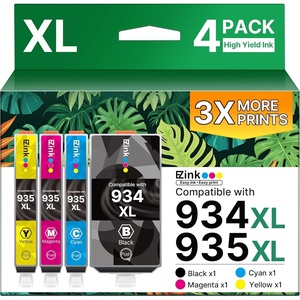image:imageEZ Ink Compatible Ink Cartridge Replacement for HP 934 and 935 Ink Cartridges Combo Pack 934XL 935XL 934 XL 935 XL to Use with Officejet Pro 6200 6230 6835 Officejet 6812 6815 6820 6800 4 Pack