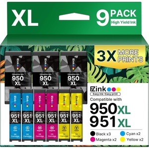 image:imageEZ Ink Compatible Ink Cartridge Replacement for HP 950XL 951XL 950 XL 951 XL for OfficeJet Pro 8610 8600 8615 8620 8625 8100 276dw 251dw 3 Black 2 Cyan 2 Magenta 2 Yellow9 Combo Pack