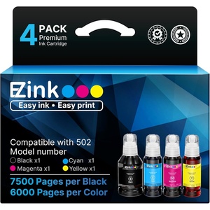 image:imageEZ Ink Refill Ink Bottle Replacement Compatible for 502 High Yield for Epson Printer ET4760ET3760ET2760ET3710ET2750ET3700 Printer Black Cyan Magenta Yellow 4 Pack