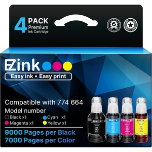 image:imageEZ Ink Remanufactured 774XL 664XL Ink Refill Bottles Replacement for Ink Refill Bottles for L100 ET3600 ET2650 ET4550 ET16500 ET4500 ET2550 ET2600Black Cyan Magenta Yellow4 Pack