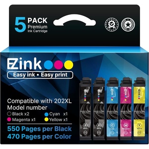 image:imageEZ Ink Remanufactured Ink Cartridge Replacement for 202XL Ink Cartridges Combo Pack for Epson Printer Expression Home XP5100 Workforce WF2860 Printer Tray 2 Black 1 Cyan 1 Magenta 1 Yellow