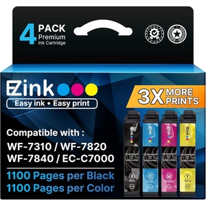 image:imageEZ Ink Remanufactured Ink Cartridge Replacement for 812XL WF7840 Ink Cartridges Combo Pack for Epson Printer WF7840 WF7820 WF7310 ECC7000 Printer 4 Packs Black Cyan Magenta Yellow