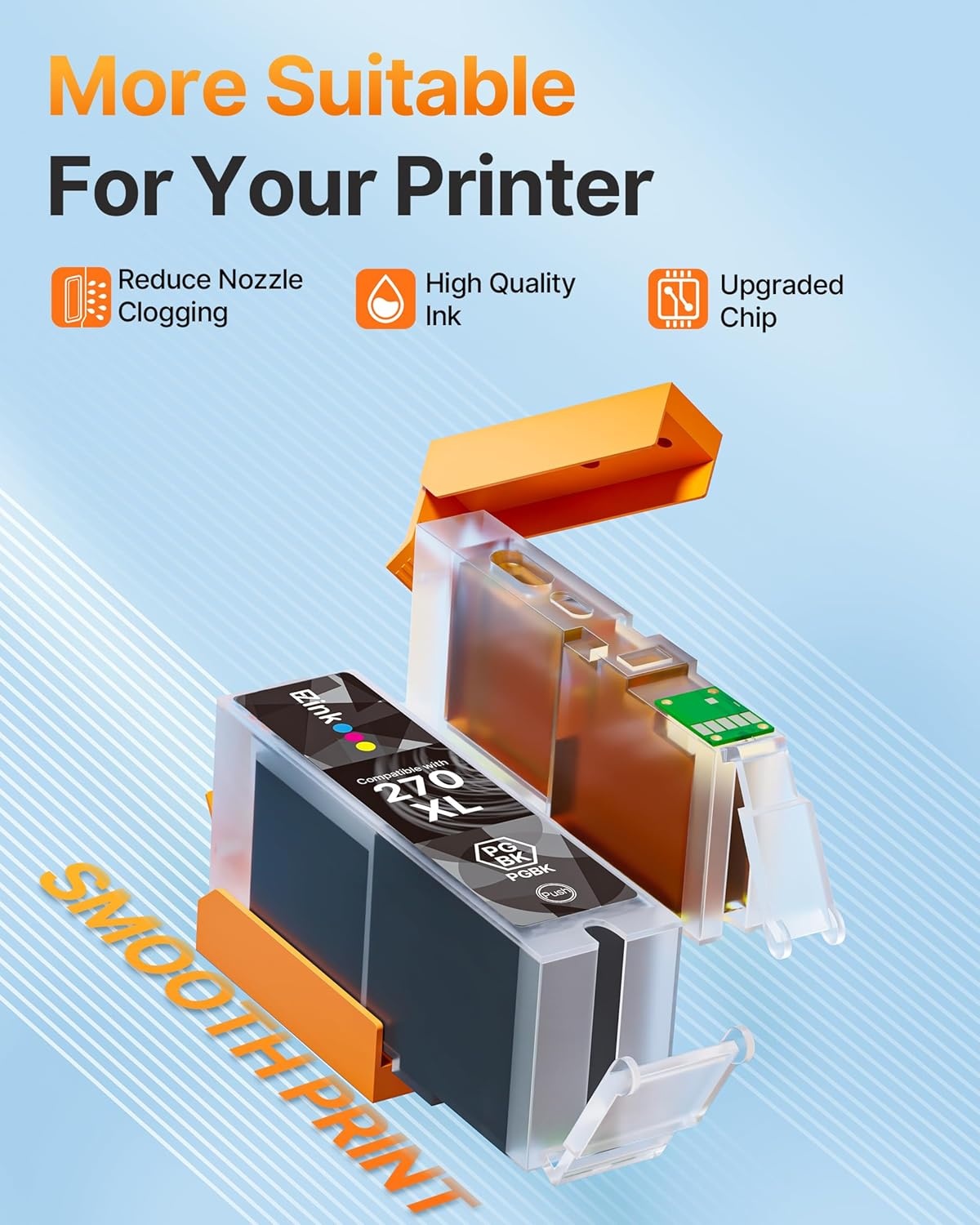 image:image270XL 270 XL PGBK Ink Cartridges Compatible for Canon 270XL PGI270XL PGI270 270 XL Black Ink to use with Pixma TS9020 TS6020 TS5020 MG7720 MG6820 MG5720 MG5721 MG5722 MG6821 MG6822 TS80204 Pack