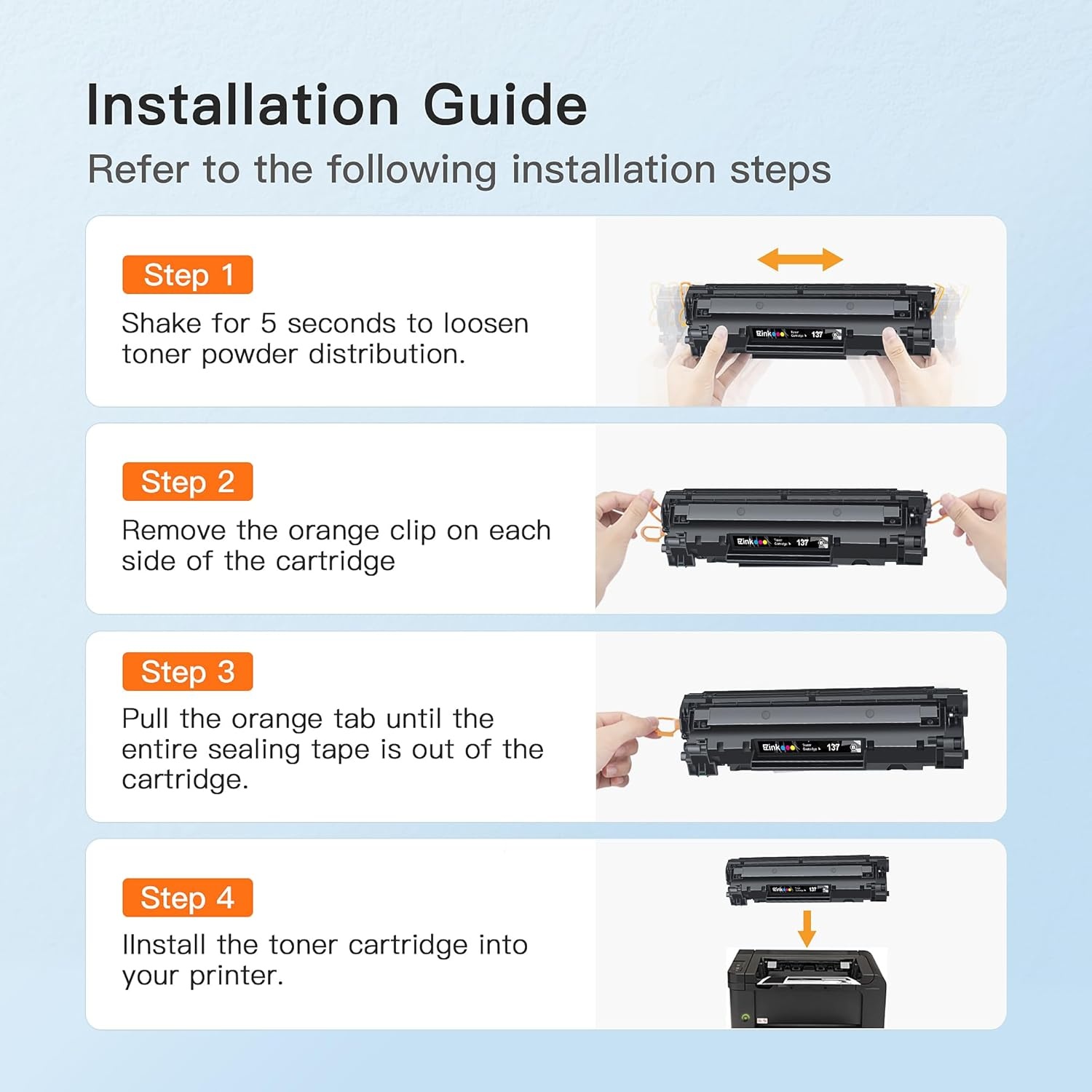 image:imageEZ Ink 137 Black Toner Cartridge Compatible Replacement for Canon Cartridge 137 Black CRG137 CRG137 High Yield to use with ImageClass D570 MF232W MF227dw MF229dw MF244dw MF212dw MF230Black 4 Pack