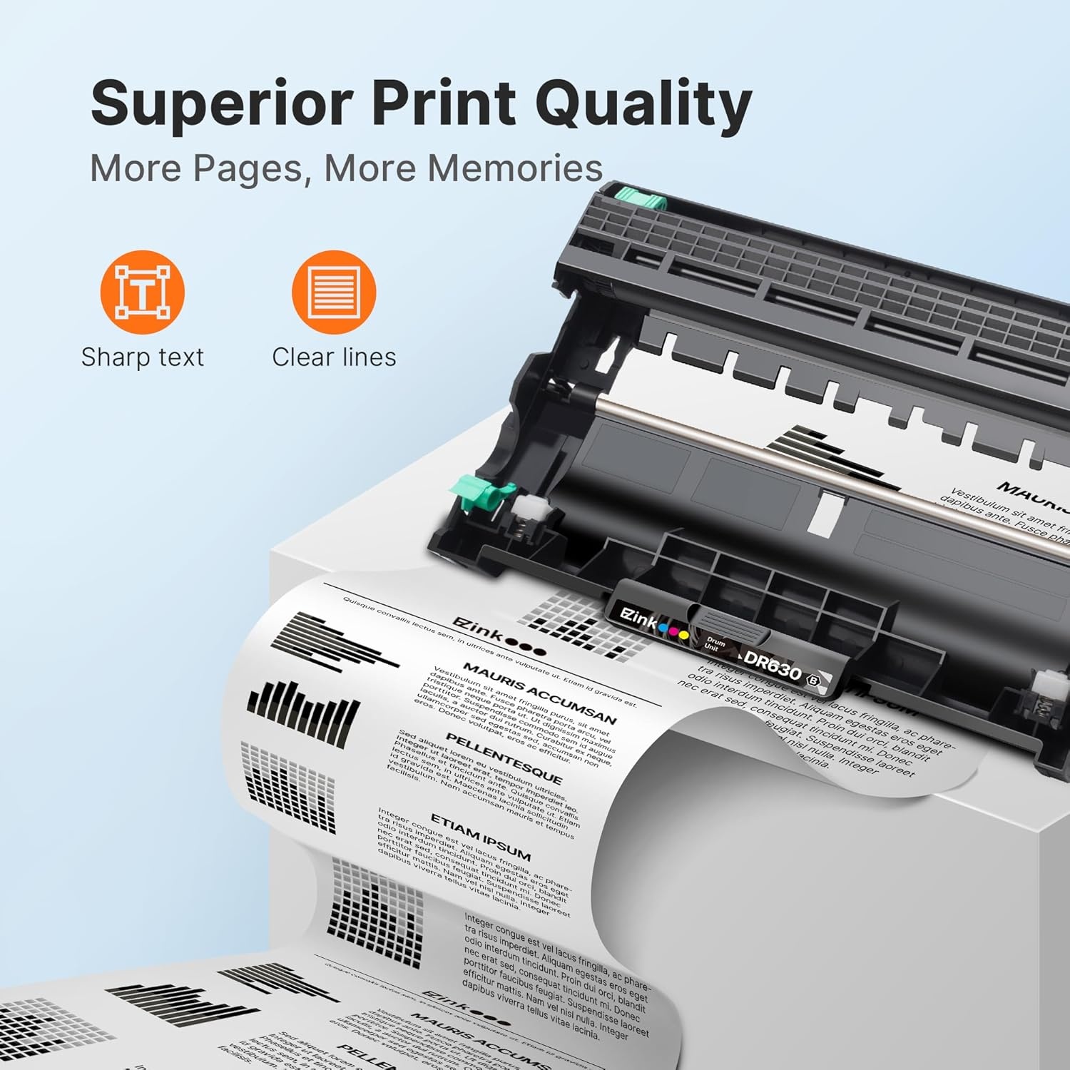 image:imageEZ Ink Compatible Drum Unit Not Toner Replacement for Brother DR630 DR 630 Compatible with HLL2300D HLL2320D HLL2340DW HLL2360DW HLL2380DW MFCL2740DW MFCL2700DW DCPL2540DW 1 Pack