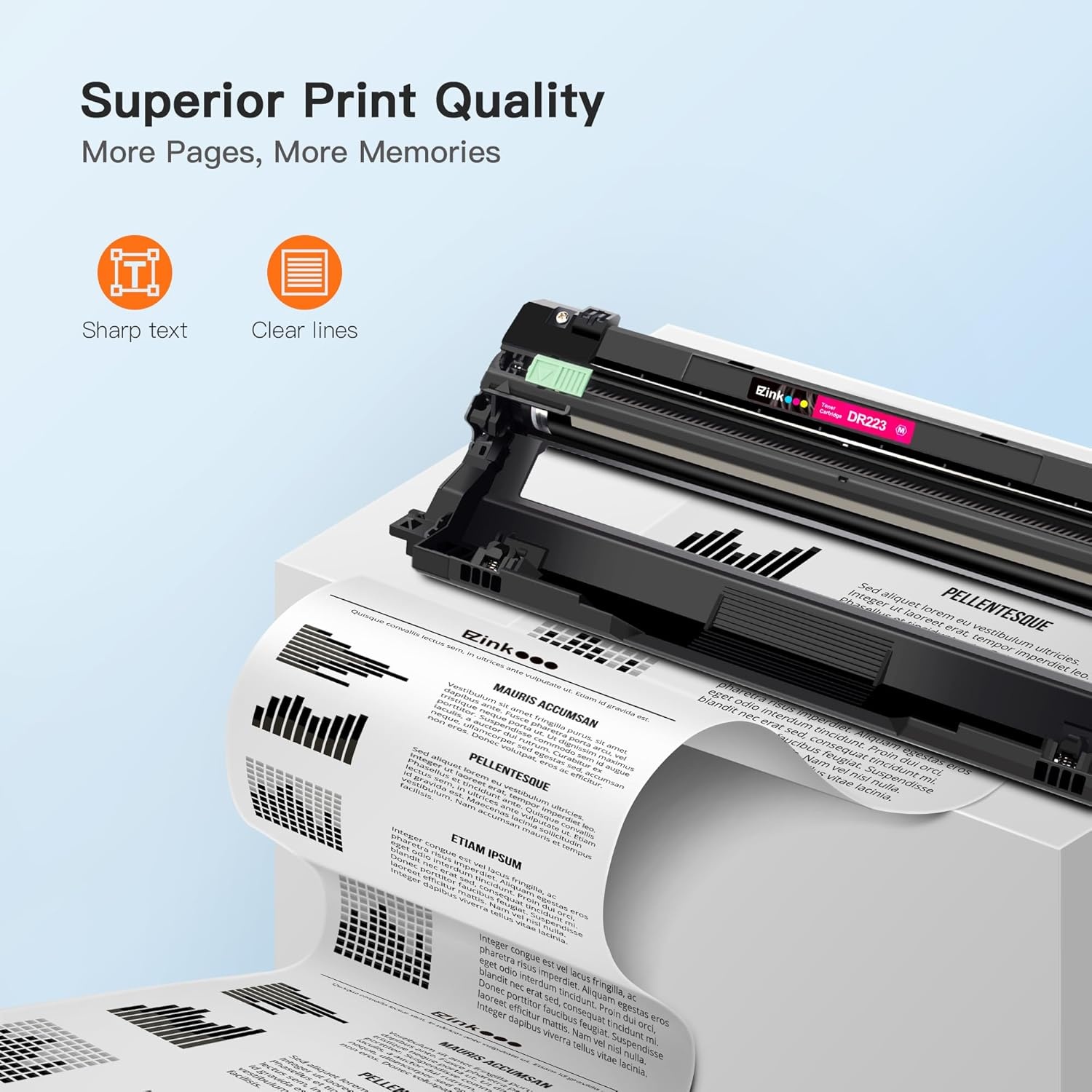 image:imageEZ Ink Compatible Drum Unit Replacement for Brother DR223CL DR223 DR223 Compatible with MFCL3770CDW MFCL3750CDW HLL3230CDW HLL3290CDW HLL3210CW Black Cyan Magenta Yellow 4 Pack