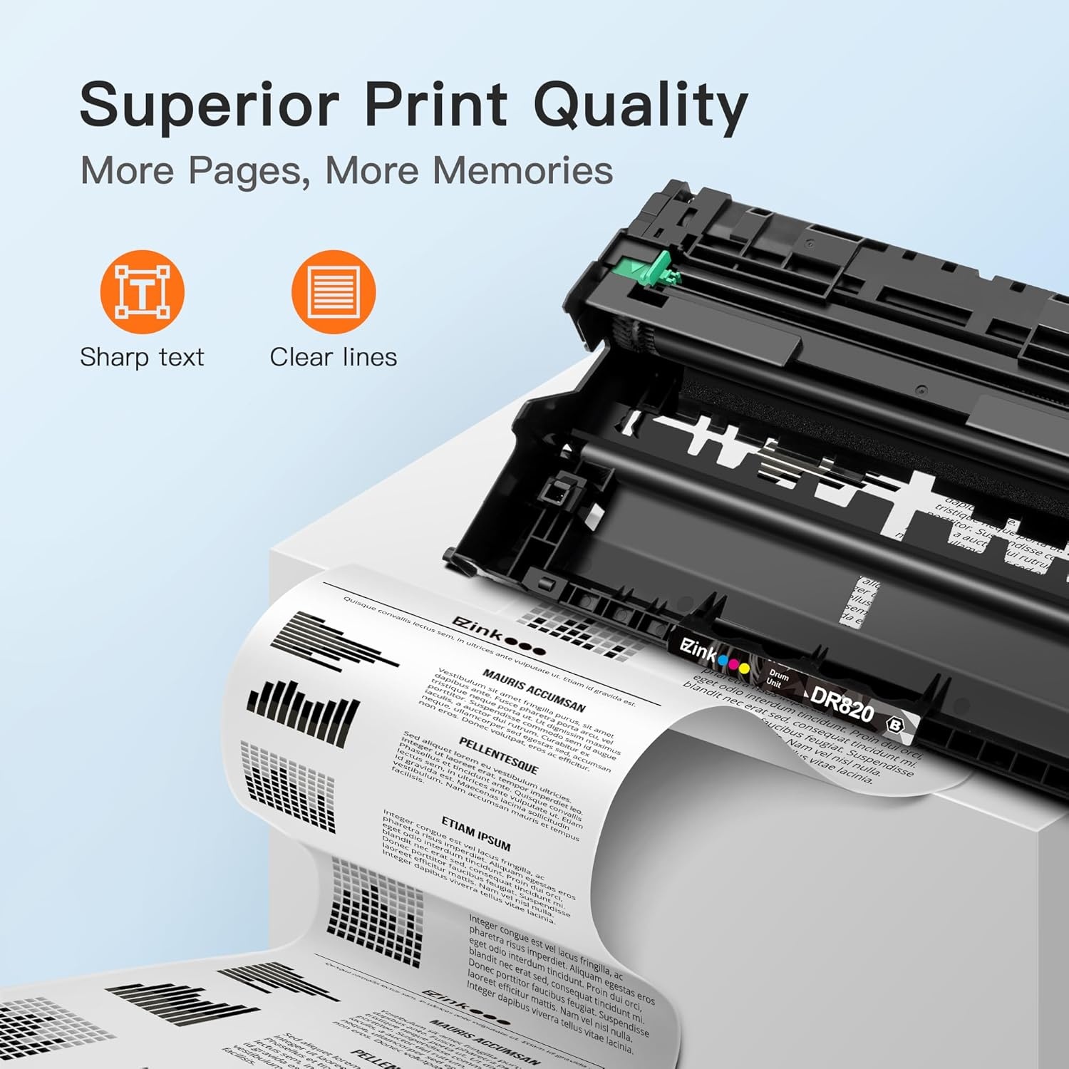 image:imageEZ Ink Compatible Drum Unit Replacement for Brother DR820 DR 820 DR820 Compatible with HLL6200DW MFCL5900DW HLL5100DN MFCL5800DW MFCL5700DW HLL5200DWT MFCL6700DW HLL5200DW 1 Drum Unit