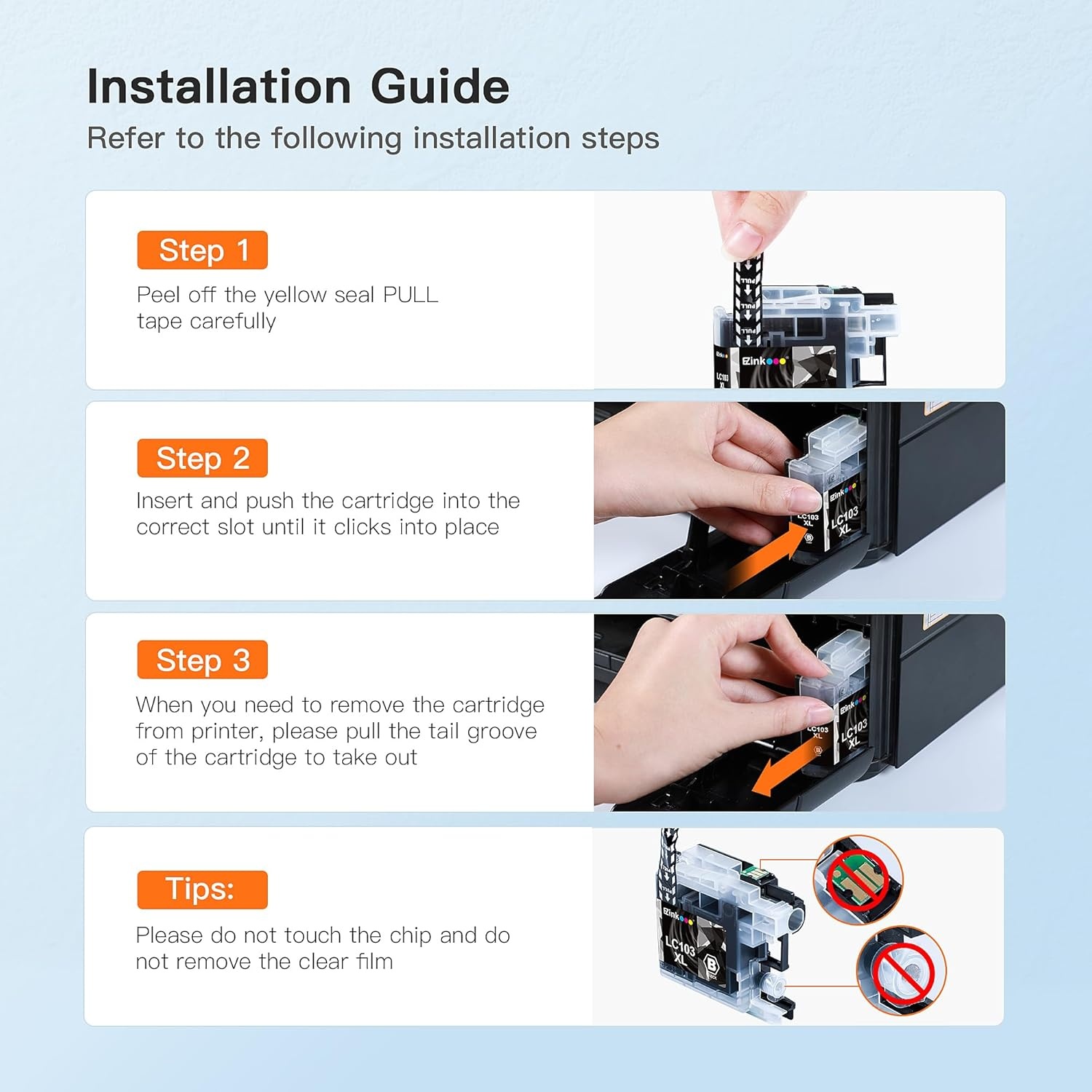 image:imageEZ Ink Compatible Ink Cartridge Replacement for Brother LC103XL Ink Cartridges LC103 XL LC103BK LC101 LC 103 to Use with MFCJ870DW MFCJ470DW MFCJ6920DW MFCJ6520DW MFCJ450DW 10 Pack