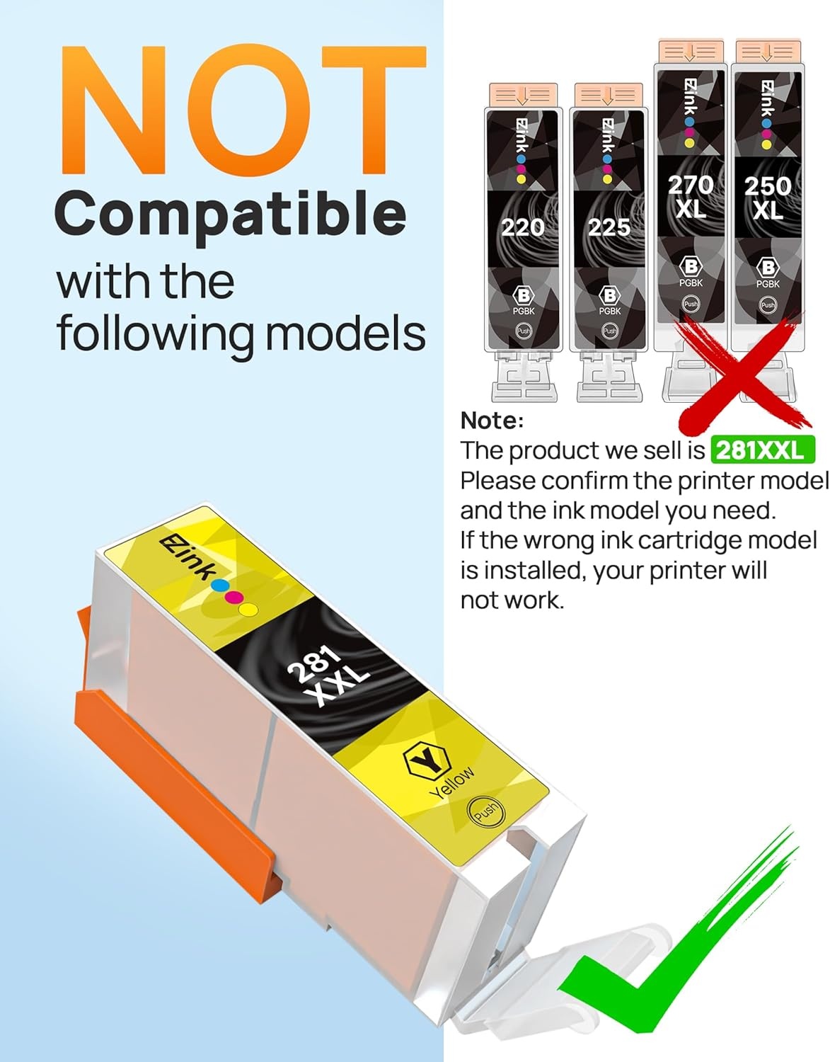image:imageEZ Ink Compatible Ink Cartridge Replacement for Canon CLI281XXL 281 XXL Compatible with PIXMA TR7520 TR8520 TS6120 TS6220 TS8120 TS8220 TS9120 TS9520 TS9521C Printer 3 Pack