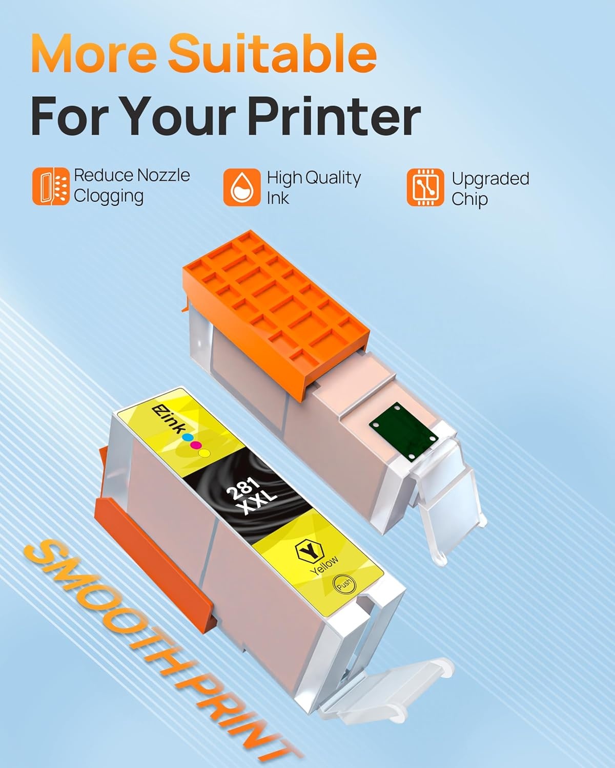 image:imageEZ Ink Compatible Ink Cartridge Replacement for Canon CLI281XXL 281 XXL for PIXMA TR7520 TR8520 TS6320 TS6120 TS6220 TS8120 TS8220 TS9120 TS9520 TS9521C Printer Cyan Magenta Yellow 6 Pack