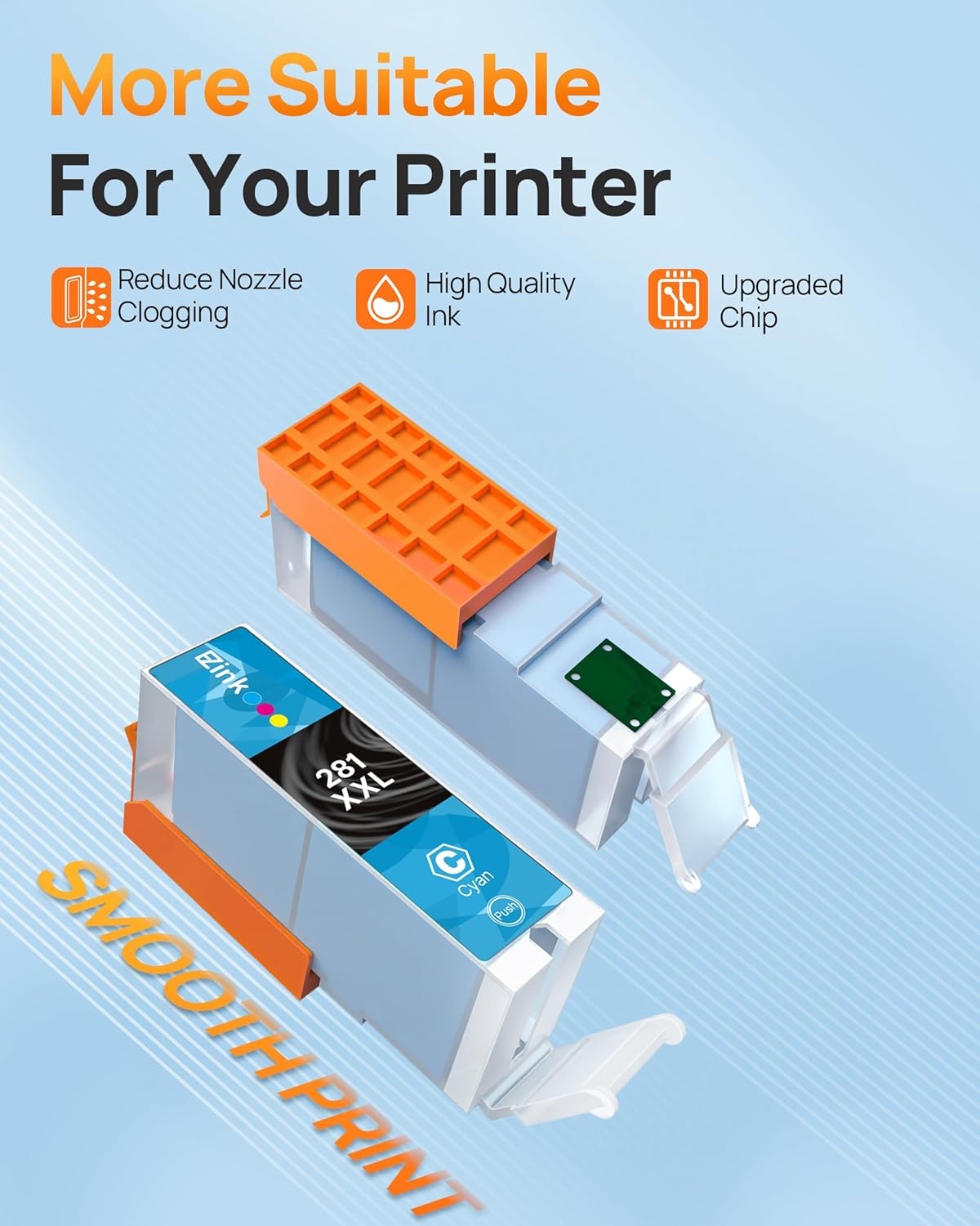 image:imageEZ Ink Compatible Ink Cartridge Replacement for Canon CLI281XXL 281 XXL for PIXMA TR7520 TR8520 TS6320 TS6120 TS6220 TS8120 TS8220 TS9120 TS9520 TS9521C Printer Cyan Magenta Yellow 6 Pack