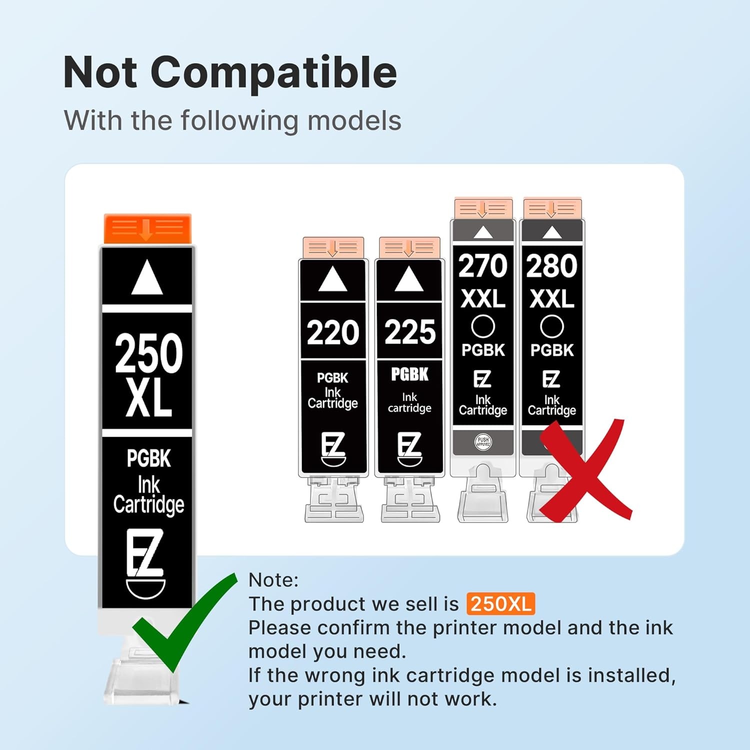 image:imageEZ Ink Compatible Ink Cartridges Replacement for Canon 250 251 XL PGI250XL CLI251XL to use with PIXMA MX922 MX920 IX6820 MG5520 MG7520 IP8720 MG6620 MG6320 MG7120 15 Pack