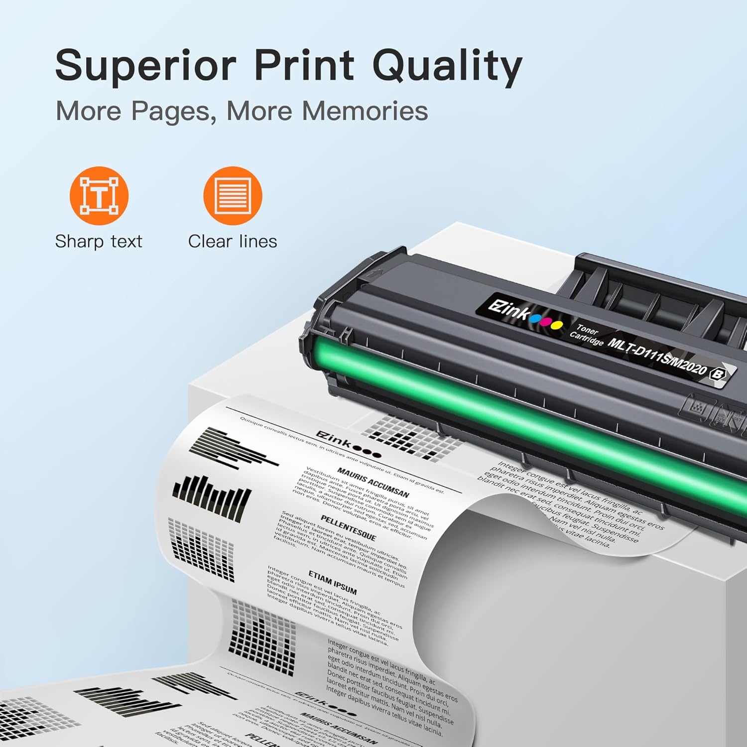 image:imageEZ Ink Compatible MLTD111S Toner Cartridge High Yield Replacement for Samsung 111S 111L MLTD111S MLTD111L to use with Samsung Xpress M2020W M2022W M2024W M2070FW M2070W Printer Black 2 Pack