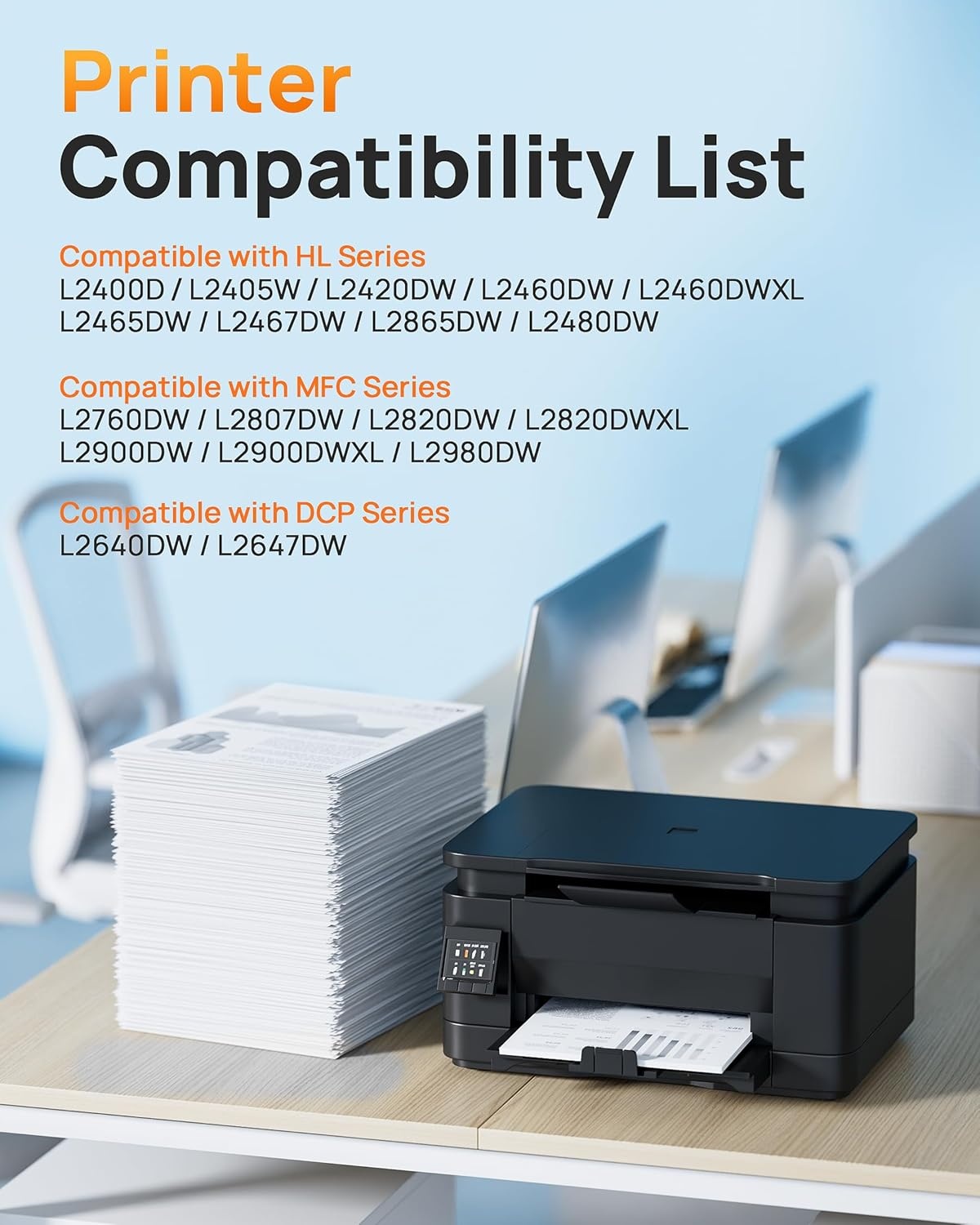 image:imageEZ Ink Compatible TN830XL Toner Cartridge Replacement for Brother TN830XL TN830 TN 830 Toner Cartridges with Brother DCPL2640DW HLL2460DW HLL2480DW HLL2400D HLL2405W Printer 4 x TN830XL Toner