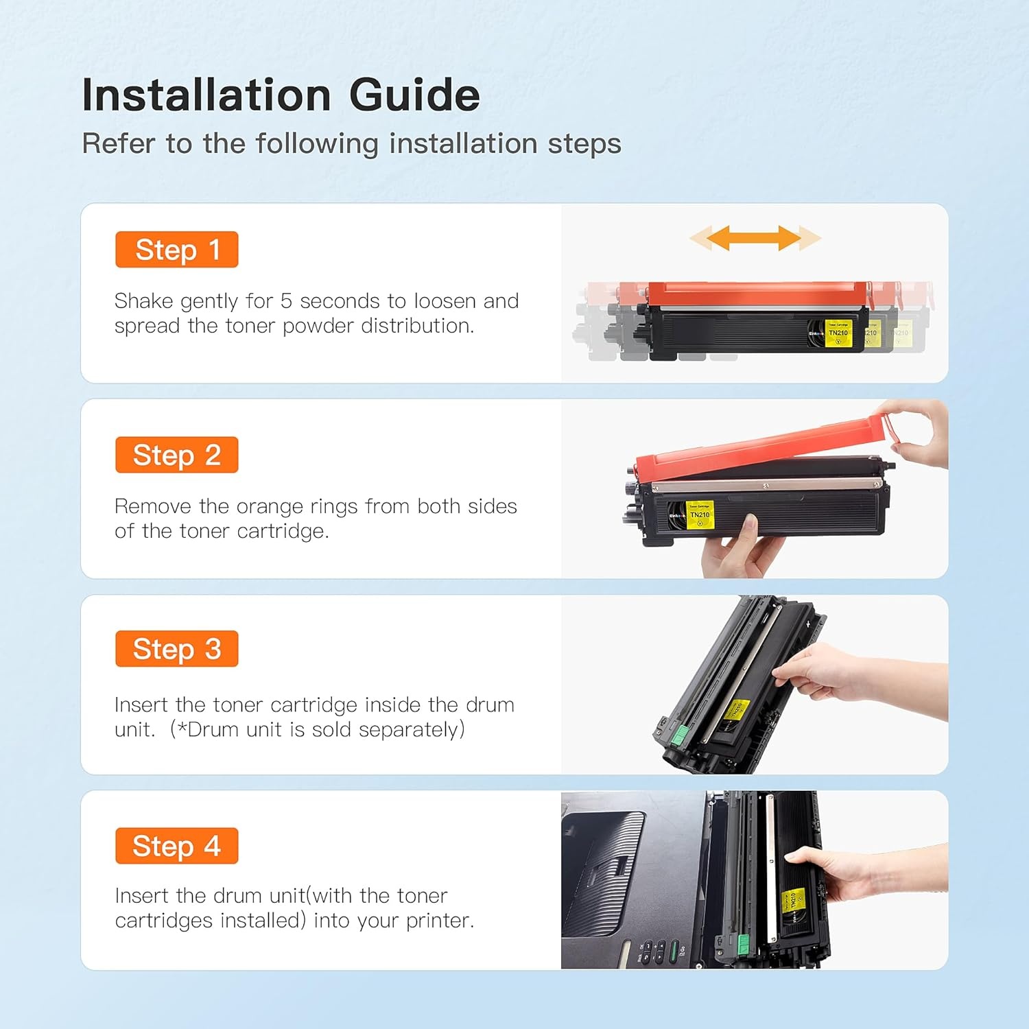 image:imageEZ Ink Compatible Toner Cartridge Replacement for Brother TN210 TN210 to use with HL3040CN HL3070CW HL3075CW DCP9010CN MFC9010CN MFC9320CW 2 Black 1 Cyan 1 Magenta 1 Yellow 5 Pack