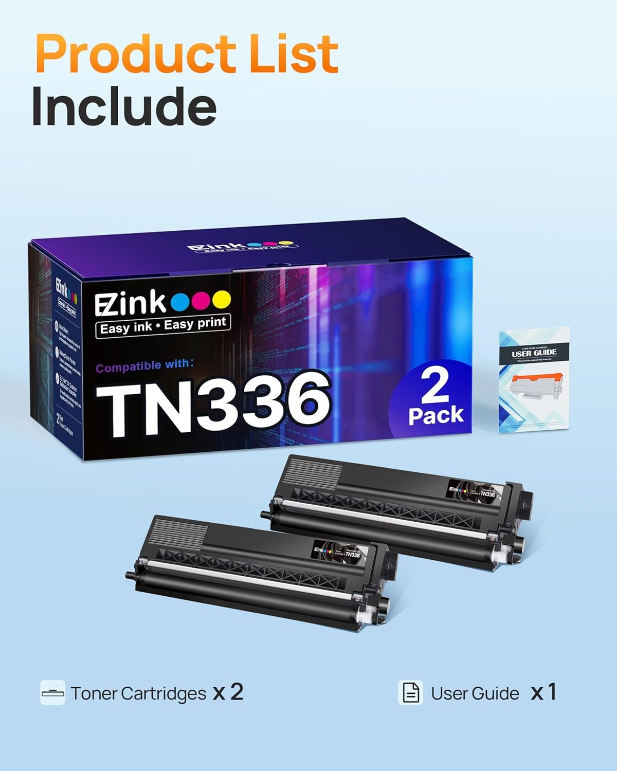 image:imageEZ Ink Compatible Toner Cartridge Replacement for Brother TN336 TN331 TN336 TN331 Compatible with HLL8350CDW MFCL8850CDW MFCL8600CDW MFC9970CDW HL4150CDN HLL8250CDN 2 Black