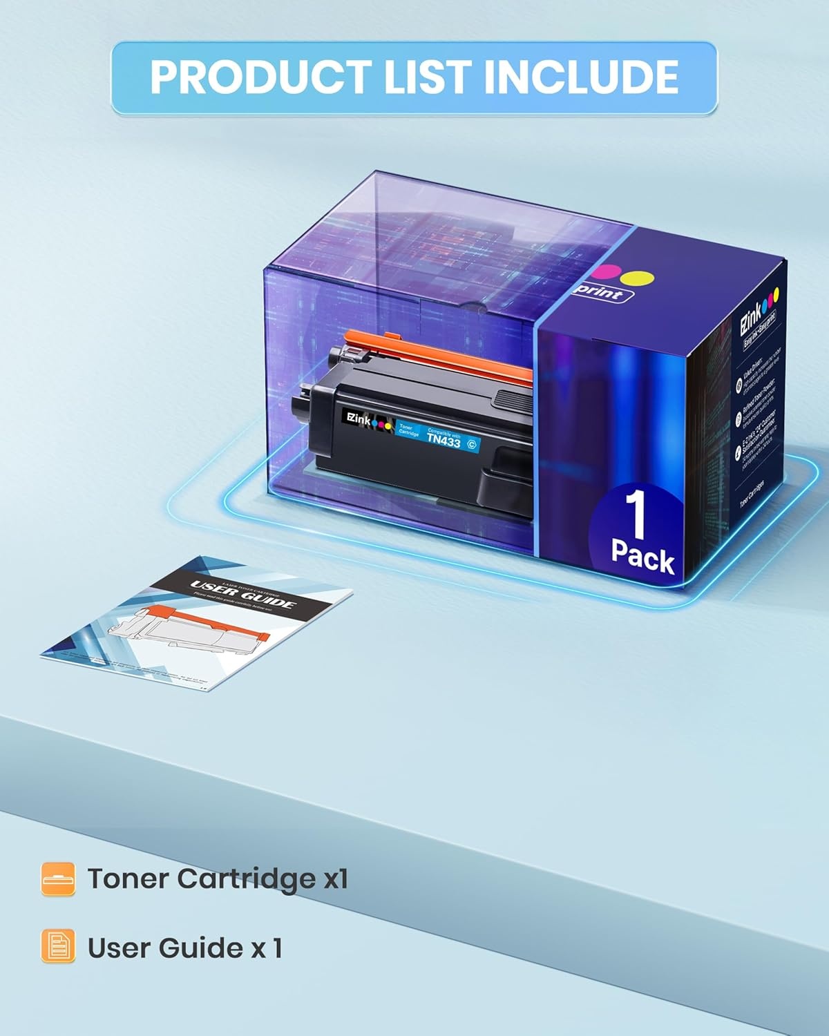 image:imageEZ Ink Compatible Toner Cartridge Replacement for Brother TN433 TN433 TN433bk TN431 Compatible with HLL8260CDW HLL8360CDW MFCL8610CDW MFCL8900CDW 1 Cyan 1 Pack