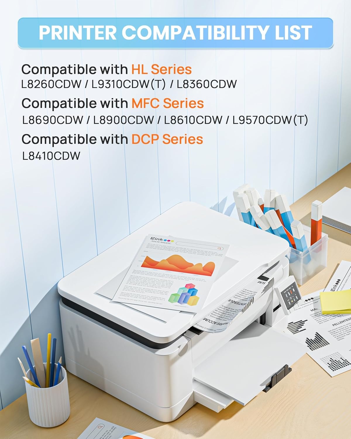 image:imageEZ Ink Compatible Toner Cartridge Replacement for Brother TN433 TN433 TN433bk TN431 Compatible with HLL8260CDW HLL8360CDW MFCL8610CDW MFCL8900CDW 1 Magenta 1 Pack