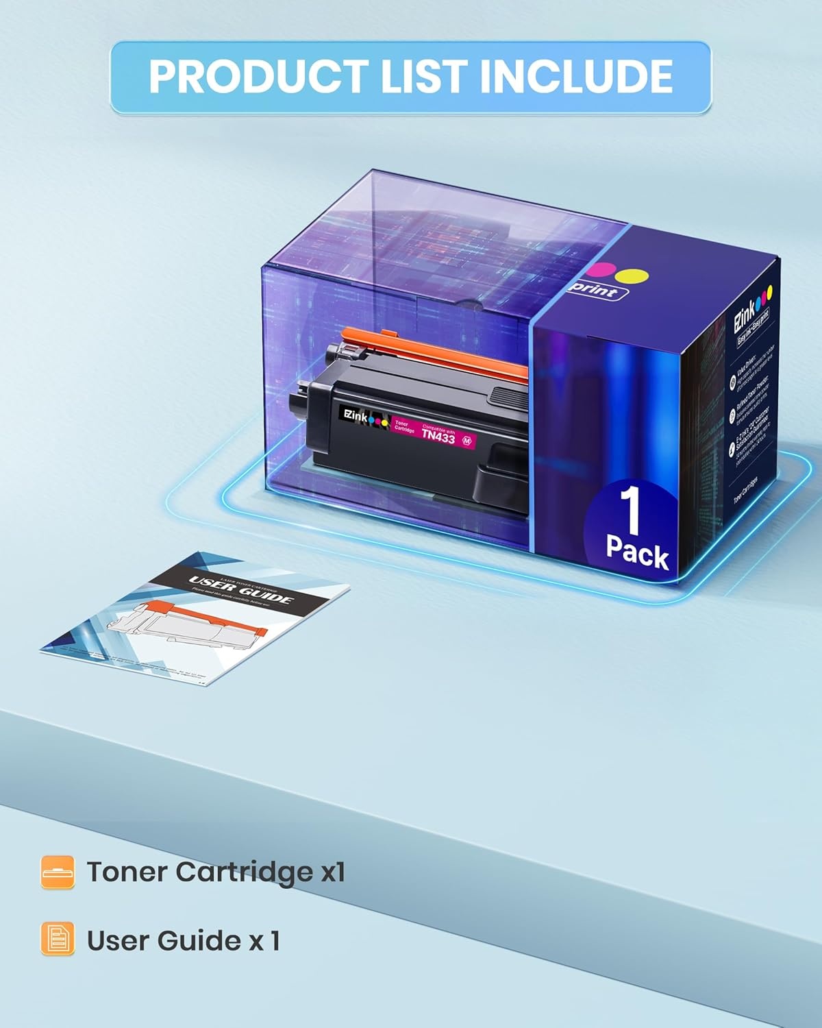image:imageEZ Ink Compatible Toner Cartridge Replacement for Brother TN433 TN433 TN433bk TN431 Compatible with HLL8260CDW HLL8360CDW MFCL8610CDW MFCL8900CDW 1 Magenta 1 Pack