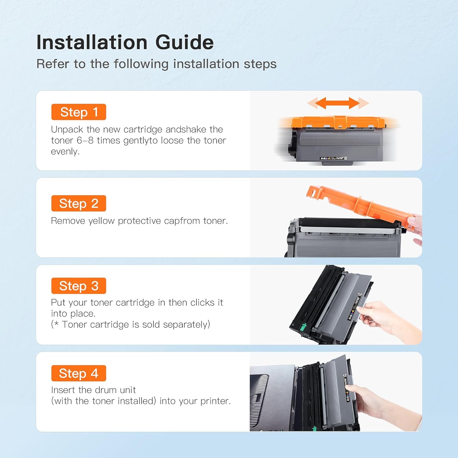 image:imageEZ Ink Compatible Toner Cartridge Replacement for Brother TN750 TN750 TN720 TN720 to Use with HL5450DN HL5470DW HL6180DW MFC8710DW MFC8910DW MFC8950DW Black High Yield 2Pack