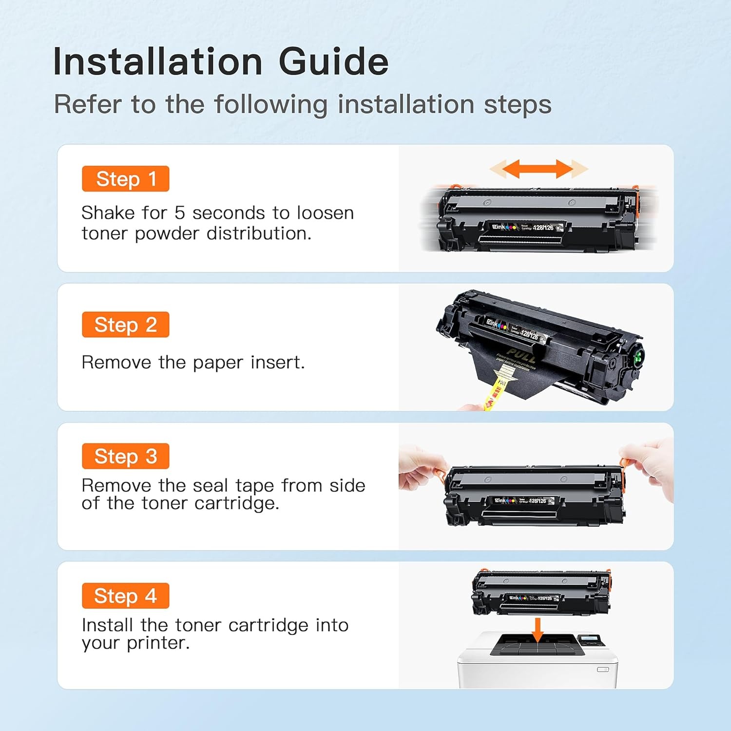 image:imageEZ Ink Compatible Toner Cartridge Replacement for Canon 126 128 Black Toner Cartridge CRG126 CRG128 CRG128 for Imageclass D530 L100 L190 LBP6230DW LBP6230 MF4890DW MF4770N MF4880DW 2 Pack