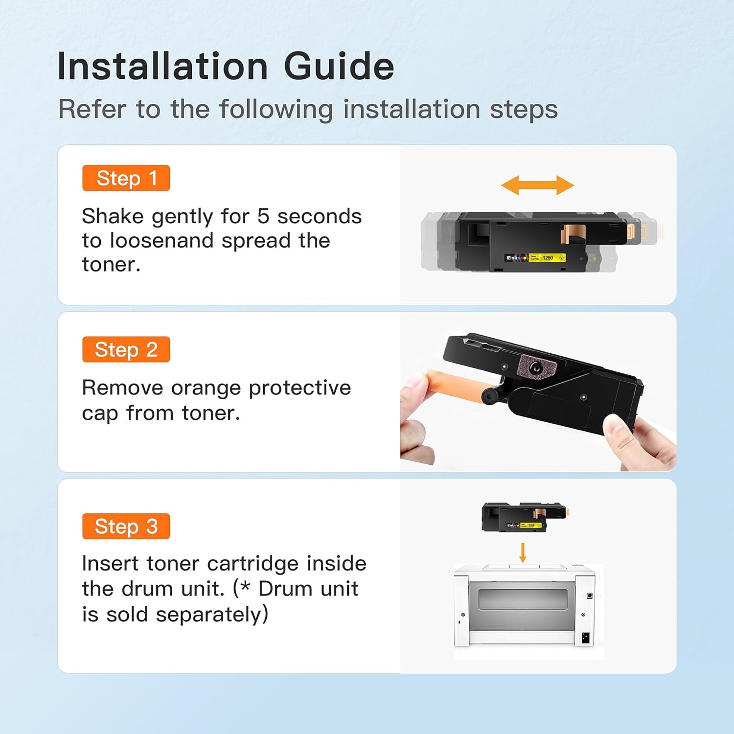 image:imageEZ Ink Compatible Toner Cartridge Replacement for Dell 1250 810WH C5GC3 XMX5D WM2JC to use with 1250c C1760nw C1765nfw 1350cnw 1355cn 1355cnw Printer 1 Black 1 Cyan 1 Magenta 1 Yellow 4 Pack