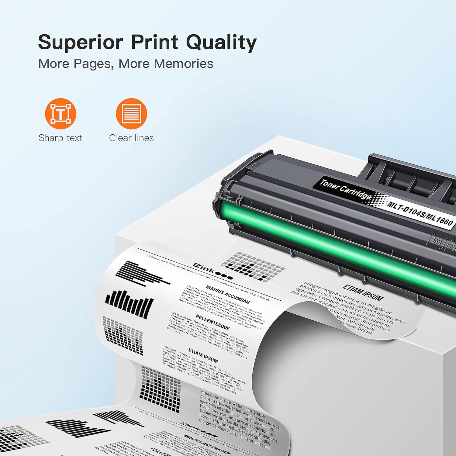 image:imageEZ Ink Compatible Toner Cartridge Replacement for Samsung 104 104S MLTD104S to use with ML1660 ML1661 ML1667 ML1665 ML1675 ML1666 ML1865 ML1865W SCX3205W Printer Black 2 Pack
