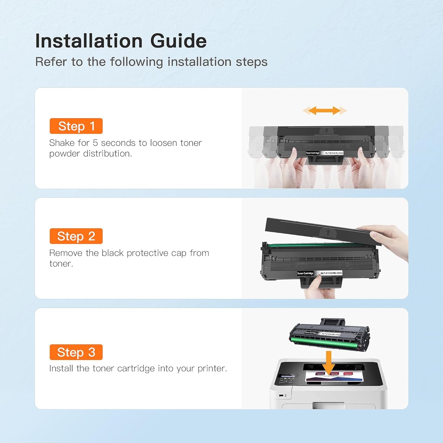 image:imageEZ Ink Compatible Toner Cartridge Replacement for Samsung 104 104S MLTD104S to use with ML1660 ML1661 ML1667 ML1665 ML1675 ML1666 ML1865 ML1865W SCX3205W Printer Black 2 Pack