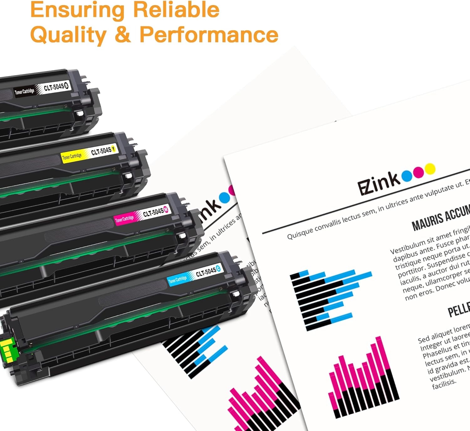 image:imageEZ Ink Compatible Toner Cartridge Replacement for Samsung 504 504S CLTK504S CLT504S CLTM504S CLTC504S CLTY504S to use with SLC1860FW SLC1810W CLP415NW CLX4195FW Printer Tray 4 Pack