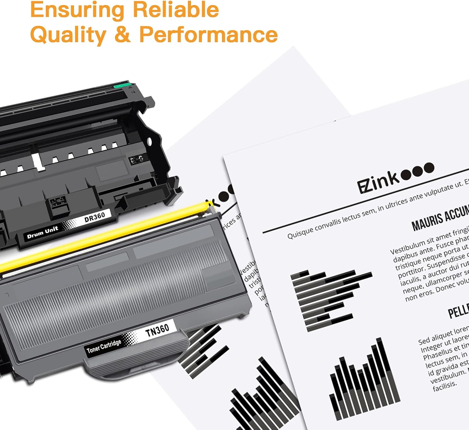 image:imageEZ Ink Compatible Toner Cartridge amp Drum Unit Replacement for Brother TN360 TN330 DR360 DR360 High Yield Compatible with DCP7040 DCP7030 MFC7840W HL2140 MFC73402 Toner 1 Drum Unit