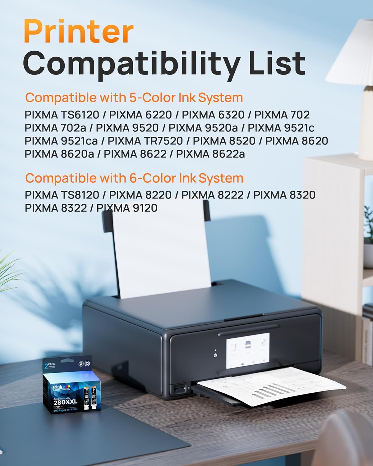 image:imageEZ Ink Compatible tr8620a Ink Cartridge Replacement for Canon 280 PGBK 280 XXL Canon Ink PGI280XXL to use with PIXMA TR8520 TR8620 TR8622a TS9521C TS6120 TS9120 TS6320 TR75202 PGBK
